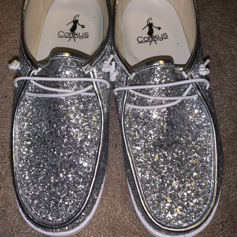 Corkys silver glitter shoes